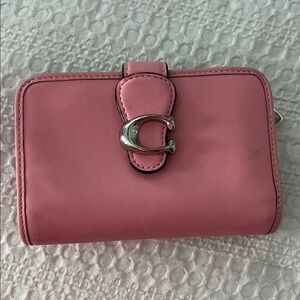 Coach Pink Leather Wallet with Silver Clasp